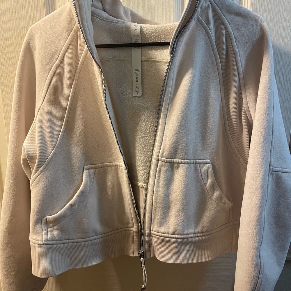 Lululemon White Opal full zip scuba extra small / small